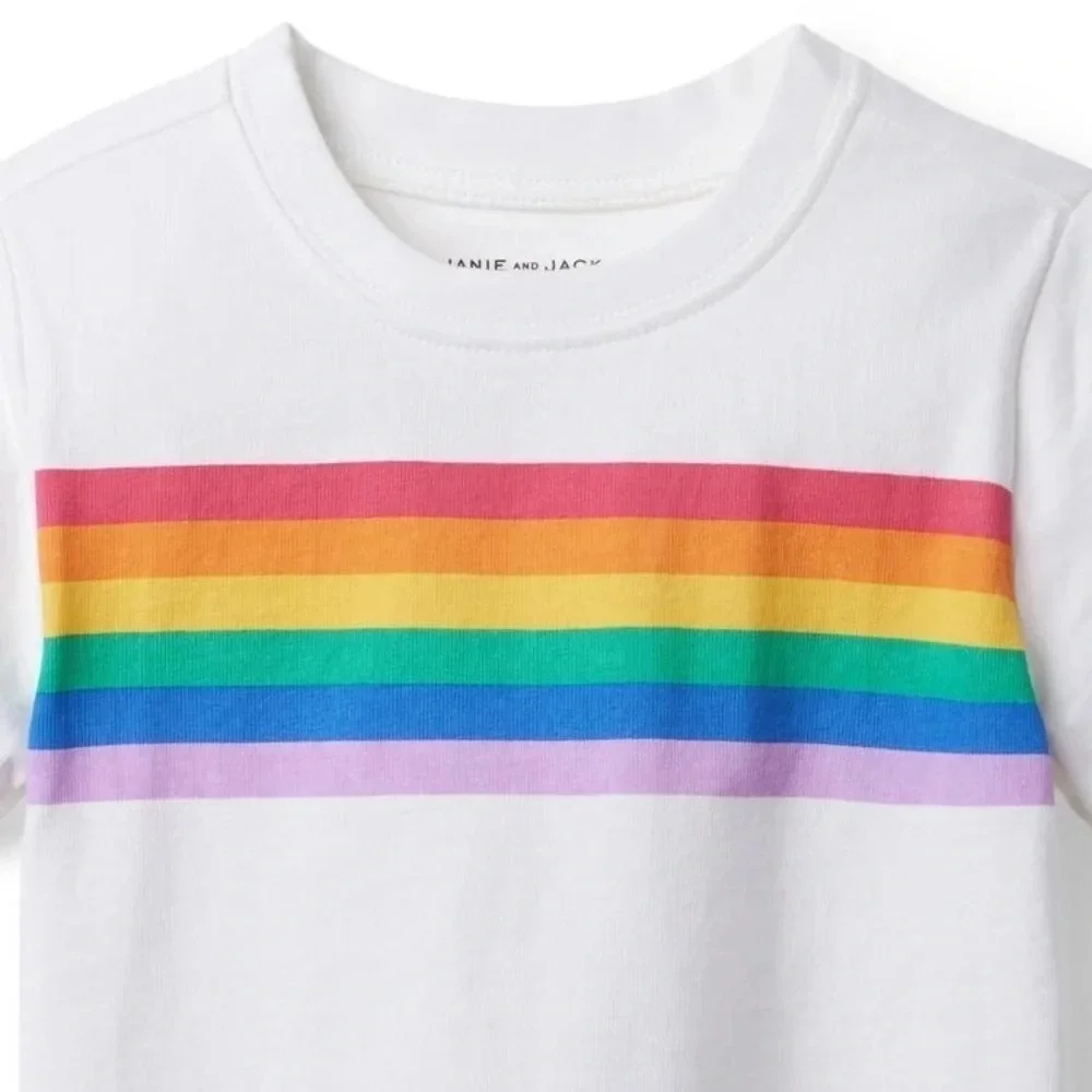 NWT Janie‎ and Jack t-shirt rainbow short sleeve white